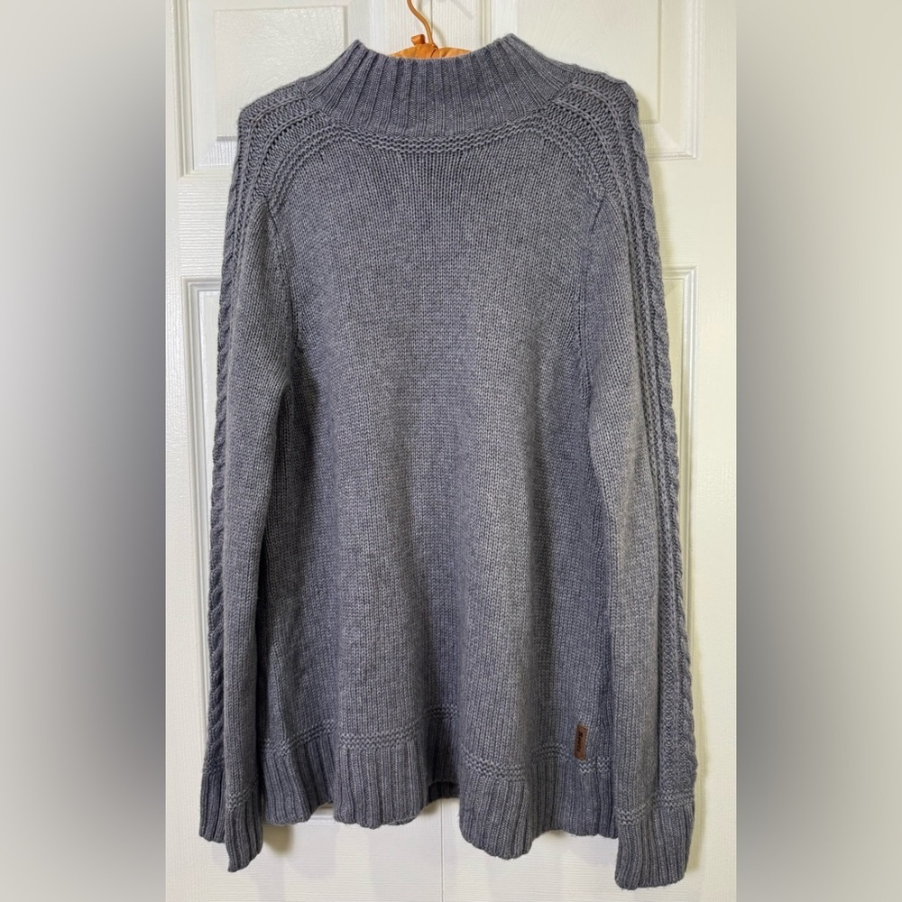 Roots Canada Gray Wool Cashmere Blend Cable Sleeve Sweater XL EUC